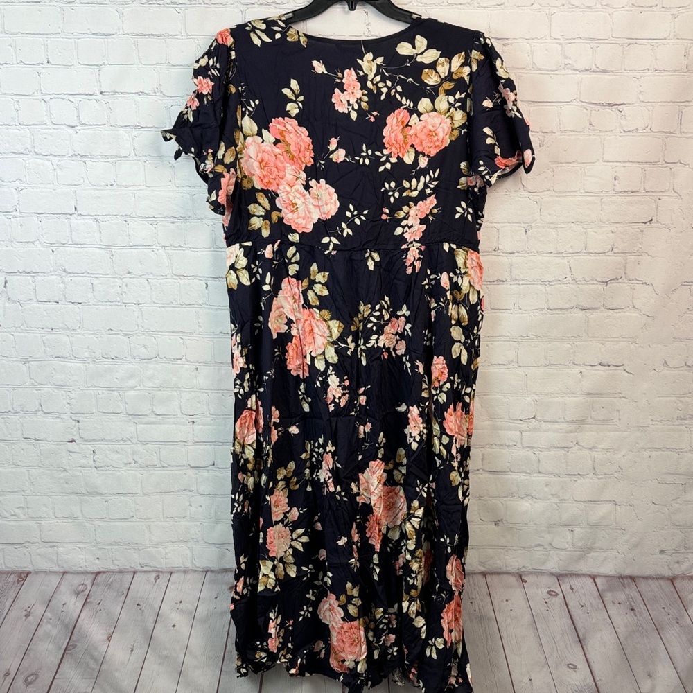 BloomChic Navy Floral Midi Dress Plus Size 2X - Picture 6 of 6